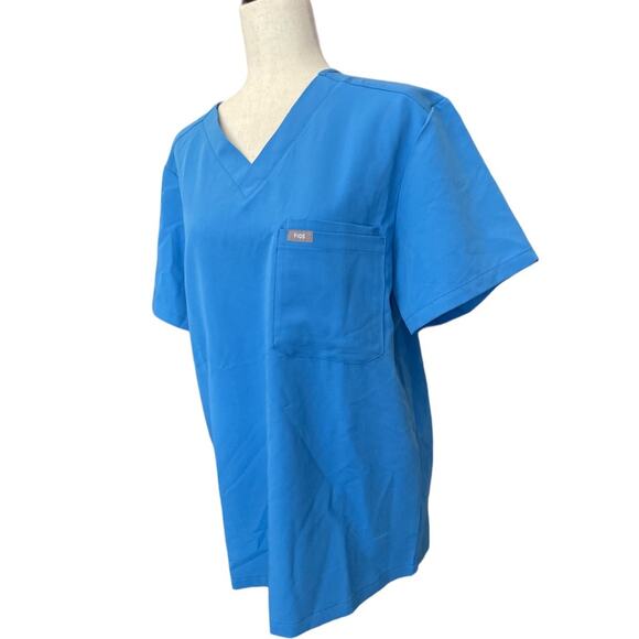 Figs Technical Collection Bright Blue V Neck Top Unisex Leon - Picture 2 of 8